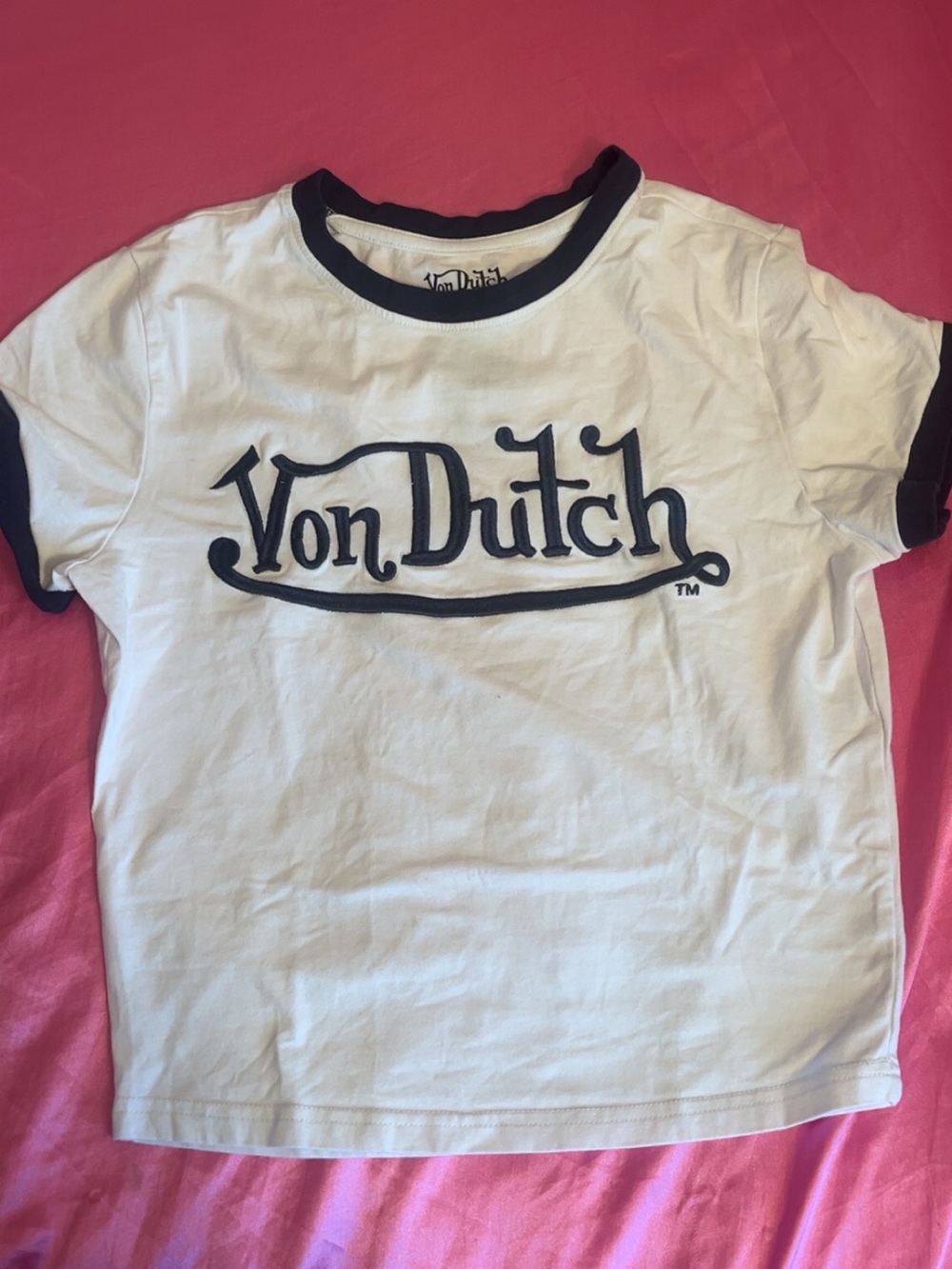 Von Dutch White Tee with Black Logo and Trim